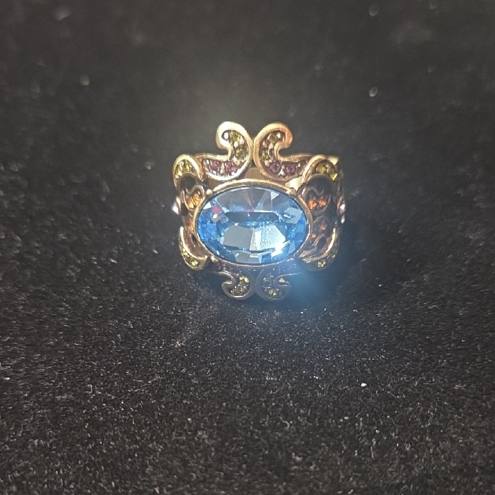 Heidi Daus Gold and Blue Statement Ring